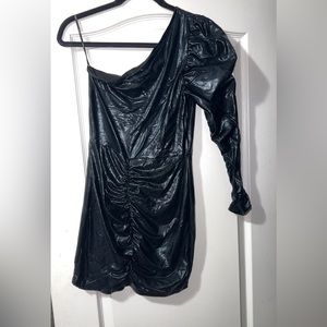One shoulder black dress